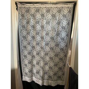 White Floral Lace Curtain Panel Set 42" x 63" Light Filtering Elegant Home Décor